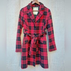 Red And Black Plaid Coat By Flying Tomato